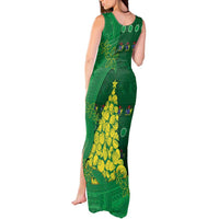 Cook Islands Christmas Tank Maxi Dress Seashell Xmas Tree Tribal Waves - Polynesian Pride