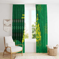 Cook Islands Christmas Window Curtain Seashell Xmas Tree Tribal Waves - Polynesian Pride