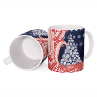 Wallis And Futuna Christmas Ceramic Mug Seashell Xmas Tree Tribal Waves DT05 - Polynesian Pride