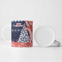 Wallis And Futuna Christmas Ceramic Mug Seashell Xmas Tree Tribal Waves DT05 - Polynesian Pride