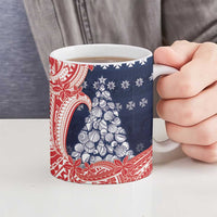 Wallis And Futuna Christmas Ceramic Mug Seashell Xmas Tree Tribal Waves DT05 - Polynesian Pride