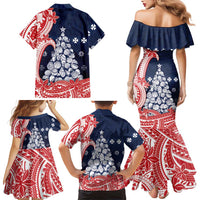 Wallis And Futuna Christmas Family Matching Mermaid Dress and Hawaiian Shirt Seashell Xmas Tree Tribal Waves DT05 - Polynesian Pride