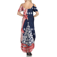 Wallis And Futuna Christmas Family Matching Summer Maxi Dress and Hawaiian Shirt Seashell Xmas Tree Tribal Waves DT05 - Polynesian Pride