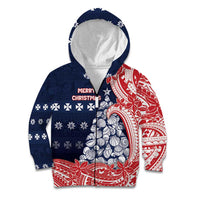 Wallis And Futuna Christmas Kid Hoodie Seashell Xmas Tree Tribal Waves - Polynesian Pride