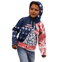 Wallis And Futuna Christmas Kid Hoodie Seashell Xmas Tree Tribal Waves - Polynesian Pride