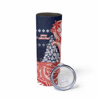 Wallis And Futuna Christmas Skinny Tumbler Seashell Xmas Tree Tribal Waves DT05 - Polynesian Pride