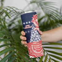 Wallis And Futuna Christmas Skinny Tumbler Seashell Xmas Tree Tribal Waves DT05 - Polynesian Pride