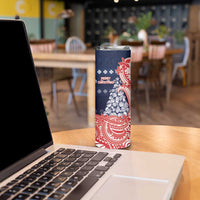 Wallis And Futuna Christmas Skinny Tumbler Seashell Xmas Tree Tribal Waves DT05 - Polynesian Pride