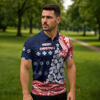 Wallis And Futuna Christmas Zipper Polo Shirt Seashell Xmas Tree Tribal Waves DT05 - Polynesian Pride
