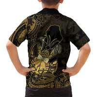 Niue Christmas Family Matching Off The Shoulder Long Sleeve Dress and Hawaiian Shirt Niuean Crab Xmas Tribal Waves DT05 - Polynesian Pride