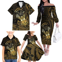 Niue Christmas Family Matching Off The Shoulder Long Sleeve Dress and Hawaiian Shirt Niuean Crab Xmas Tribal Waves DT05 - Polynesian Pride