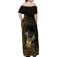 Niue Christmas Family Matching Off Shoulder Maxi Dress and Hawaiian Shirt Niuean Crab Xmas Tribal Waves DT05 - Polynesian Pride
