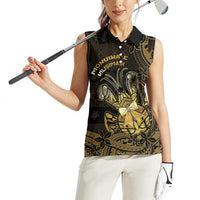 Niue Christmas Women Sleeveless Polo Shirt Niuean Crab Xmas Tribal Waves DT05 - Polynesian Pride