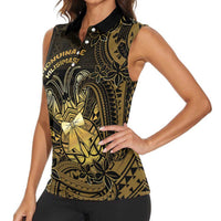 Niue Christmas Women Sleeveless Polo Shirt Niuean Crab Xmas Tribal Waves DT05 - Polynesian Pride