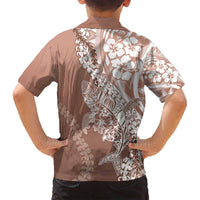 Hawaii Puakenikeni And Maile Lei Family Matching Off Shoulder Maxi Dress and Hawaiian Shirt Brown Polynesian Shark Tattoo DT05 - Polynesian Pride