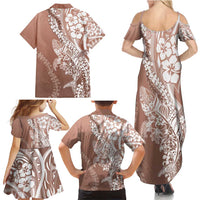Hawaii Puakenikeni And Maile Lei Family Matching Summer Maxi Dress and Hawaiian Shirt Brown Polynesian Shark Tattoo DT05 - Polynesian Pride