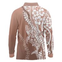 Hawaii Puakenikeni And Maile Lei Long Sleeve Polo Shirt Brown Polynesian Shark Tattoo DT05 - Polynesian Pride