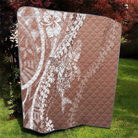 Hawaii Puakenikeni And Maile Lei Quilt Brown Polynesian Shark Tattoo DT05