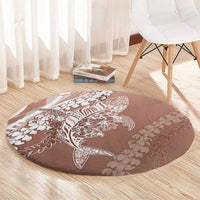 Hawaii Puakenikeni And Maile Lei Round Carpet Brown Polynesian Shark Tattoo DT05