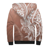 Hawaii Puakenikeni And Maile Lei Sherpa Hoodie Brown Polynesian Shark Tattoo DT05 - Polynesian Pride