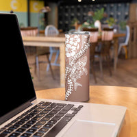 Hawaii Puakenikeni And Maile Lei Skinny Tumbler Brown Polynesian Shark Tattoo DT05 - Polynesian Pride