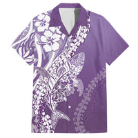 Hawaii Puakenikeni And Maile Lei Family Matching Short Sleeve Bodycon Dress and Hawaiian Shirt Violet Polynesian Shark Tattoo DT05
