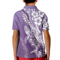 Hawaii Puakenikeni And Maile Lei Kid Polo Shirt Violet Polynesian Shark Tattoo DT05 - Polynesian Pride