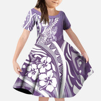 Hawaii Puakenikeni And Maile Lei Kid Short Sleeve Dress Violet Polynesian Shark Tattoo DT05 KID Violet - Polynesian Pride