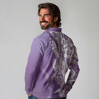 Hawaii Puakenikeni And Maile Lei Long Sleeve Polo Shirt Violet Polynesian Shark Tattoo DT05 - Polynesian Pride