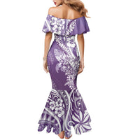 Hawaii Puakenikeni And Maile Lei Mermaid Dress Violet Polynesian Shark Tattoo DT05 - Polynesian Pride