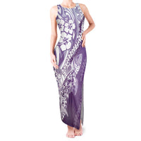 Hawaii Puakenikeni And Maile Lei Tank Maxi Dress Violet Polynesian Shark Tattoo DT05 Women Violet - Polynesian Pride
