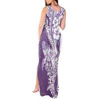 Hawaii Puakenikeni And Maile Lei Tank Maxi Dress Violet Polynesian Shark Tattoo DT05 - Polynesian Pride