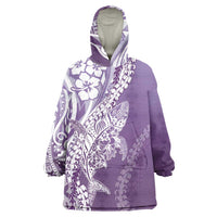 Hawaii Puakenikeni And Maile Lei Wearable Blanket Hoodie Violet Polynesian Shark Tattoo DT05 One Size Violet - Polynesian Pride