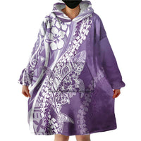 Hawaii Puakenikeni And Maile Lei Wearable Blanket Hoodie Violet Polynesian Shark Tattoo DT05 - Polynesian Pride