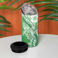 Hawaii Puakenikeni And Maile Lei 4 in 1 Can Cooler Tumbler Green Polynesian Shark Tattoo DT05 - Polynesian Pride