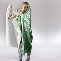 Hawaii Puakenikeni And Maile Lei Hooded Blanket Green Polynesian Shark Tattoo DT05