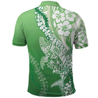 Hawaii Puakenikeni And Maile Lei Polo Shirt Green Polynesian Shark Tattoo DT05 - Polynesian Pride