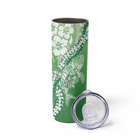 Hawaii Puakenikeni And Maile Lei Skinny Tumbler Green Polynesian Shark Tattoo DT05 - Polynesian Pride