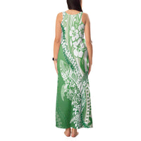 Hawaii Puakenikeni And Maile Lei Tank Maxi Dress Green Polynesian Shark Tattoo DT05 - Polynesian Pride