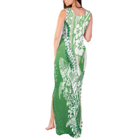 Hawaii Puakenikeni And Maile Lei Tank Maxi Dress Green Polynesian Shark Tattoo DT05 - Polynesian Pride