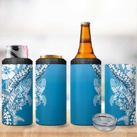 Hawaii Puakenikeni And Maile Lei 4 in 1 Can Cooler Tumbler Blue Polynesian Shark Tattoo DT05 - Polynesian Pride
