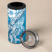 Hawaii Puakenikeni And Maile Lei 4 in 1 Can Cooler Tumbler Blue Polynesian Shark Tattoo DT05 - Polynesian Pride