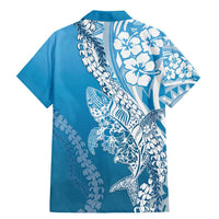 Hawaii Puakenikeni And Maile Lei Family Matching Mermaid Dress and Hawaiian Shirt Blue Polynesian Shark Tattoo DT05 - Polynesian Pride