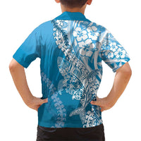Hawaii Puakenikeni And Maile Lei Hawaiian Shirt Blue Polynesian Shark Tattoo DT05