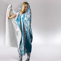 Hawaii Puakenikeni And Maile Lei Hooded Blanket Blue Polynesian Shark Tattoo DT05