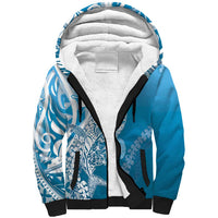 Hawaii Puakenikeni And Maile Lei Sherpa Hoodie Blue Polynesian Shark Tattoo DT05 Unisex Blue - Polynesian Pride