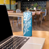 Hawaii Puakenikeni And Maile Lei Skinny Tumbler Blue Polynesian Shark Tattoo DT05 - Polynesian Pride