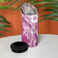Hawaii Puakenikeni And Maile Lei 4 in 1 Can Cooler Tumbler Pink Polynesian Shark Tattoo DT05 - Polynesian Pride