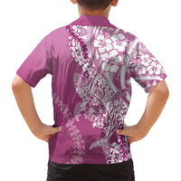 Hawaii Puakenikeni And Maile Lei Family Matching Off Shoulder Maxi Dress and Hawaiian Shirt Pink Polynesian Shark Tattoo DT05 - Polynesian Pride