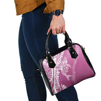 Hawaii Puakenikeni And Maile Lei Shoulder Handbag Pink Polynesian Shark Tattoo DT05